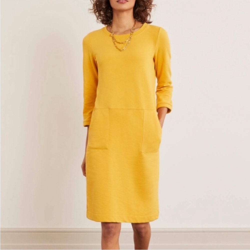 Boden Mustard Yellow Hannah Sweatshirt Shift Dress 2